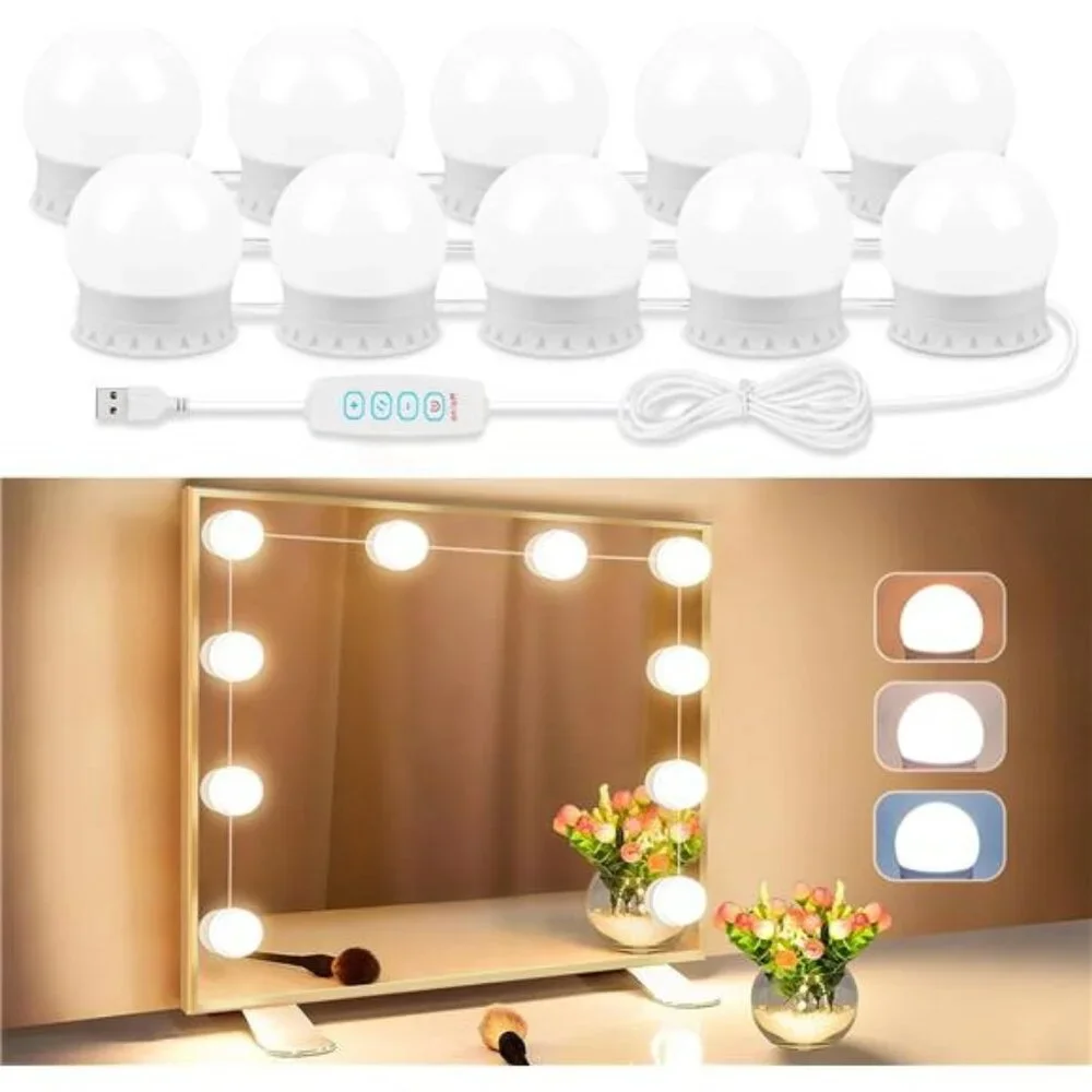 LED Vanity Lights for Mirror, Vanity Lights Stick on with 10 Dimmable Bulbs